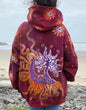 Red Cinnamon Sunset Handcrafted Batik Zipper Hoodie - Unisex size 2X hoodie batikwalla 2X 