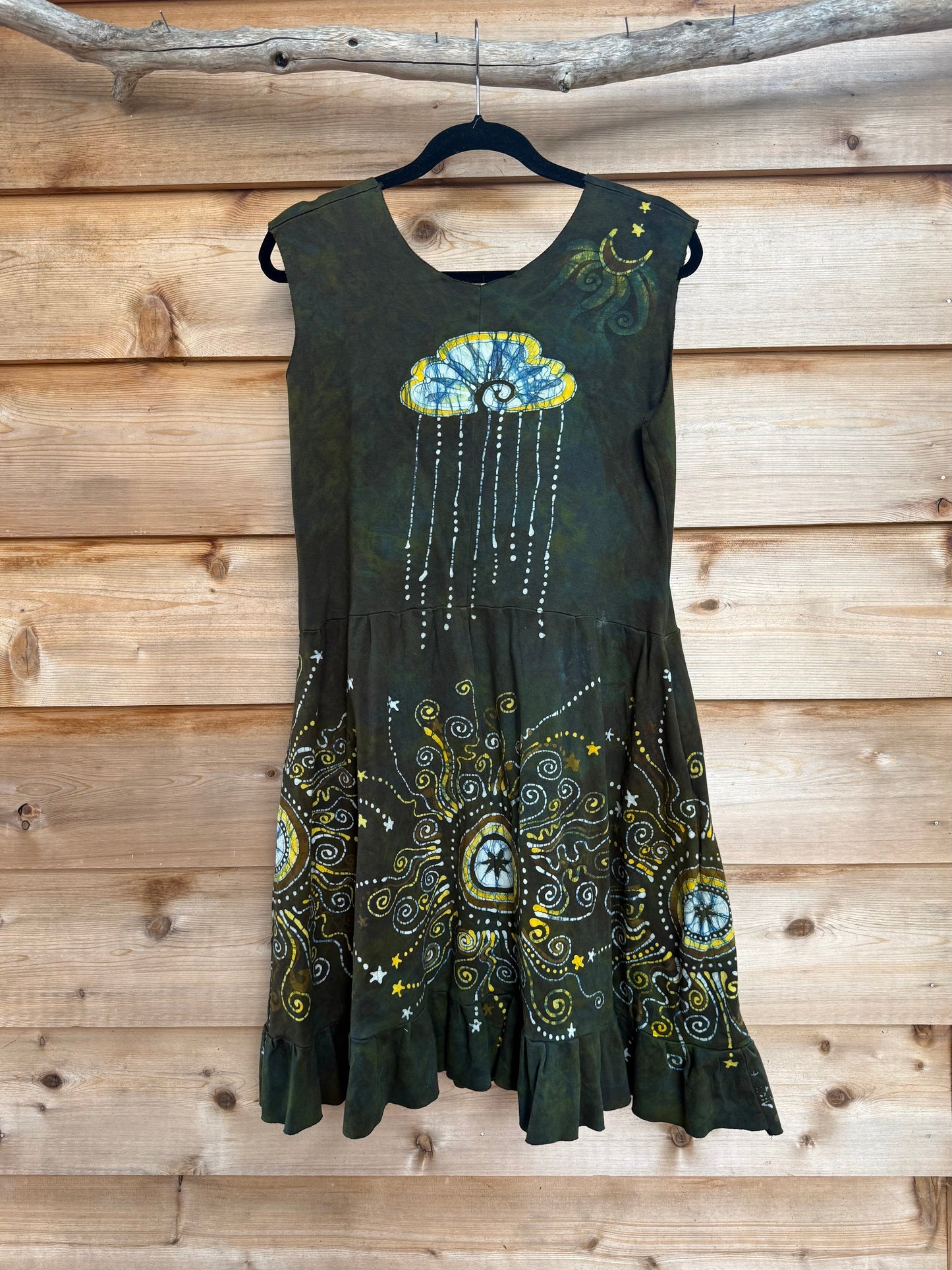 Brave The Storm Handmade Batik Dress with Pockets - Size Large Batik Dresses Batikwalla 