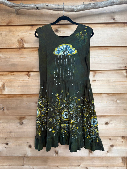 Brave The Storm Handmade Batik Dress with Pockets - Size Large Batik Dresses Batikwalla 