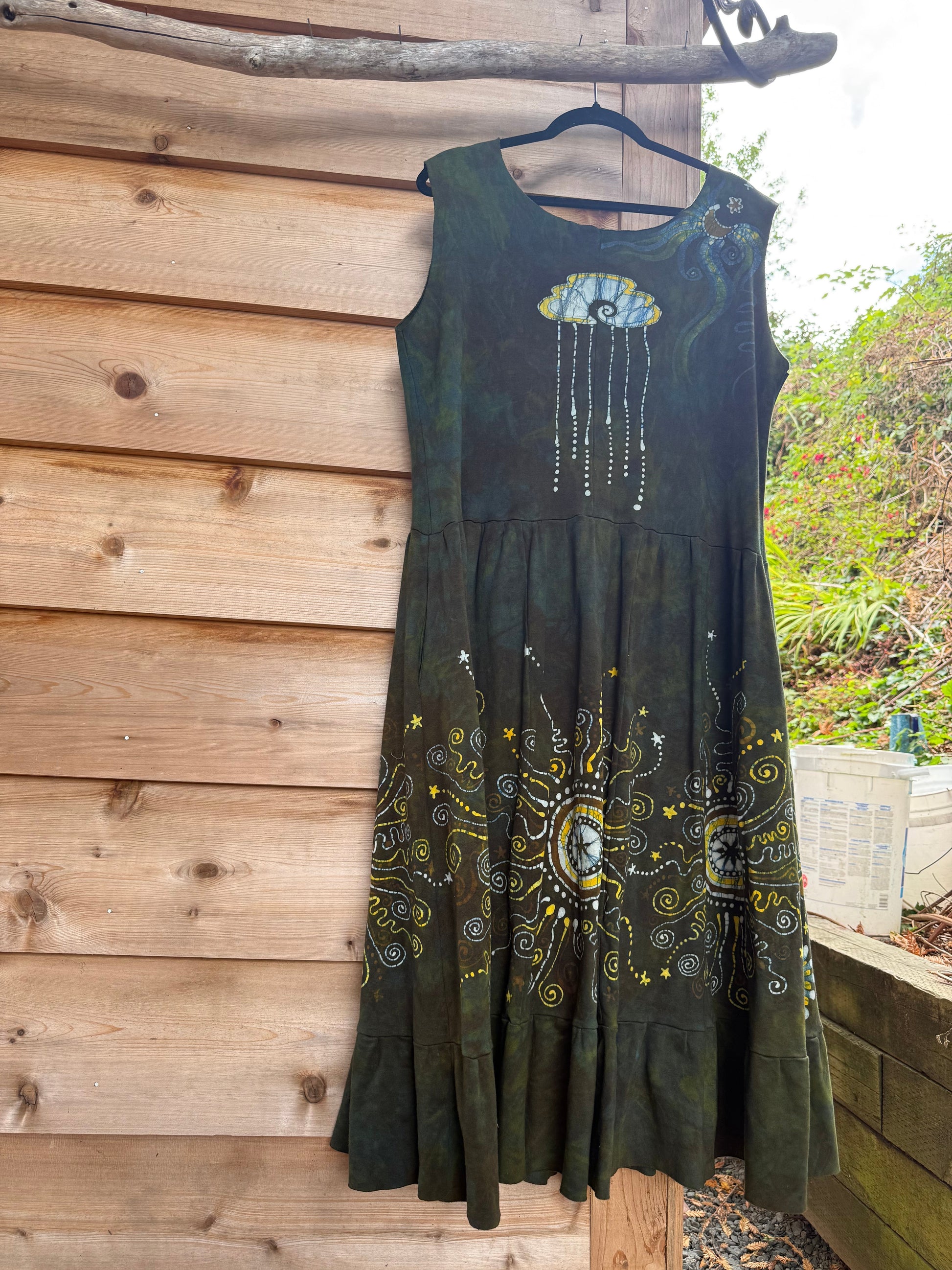 Brave The Storm With Pockets - Handmade Batik Dress in size XL Batik Dresses Batikwalla 