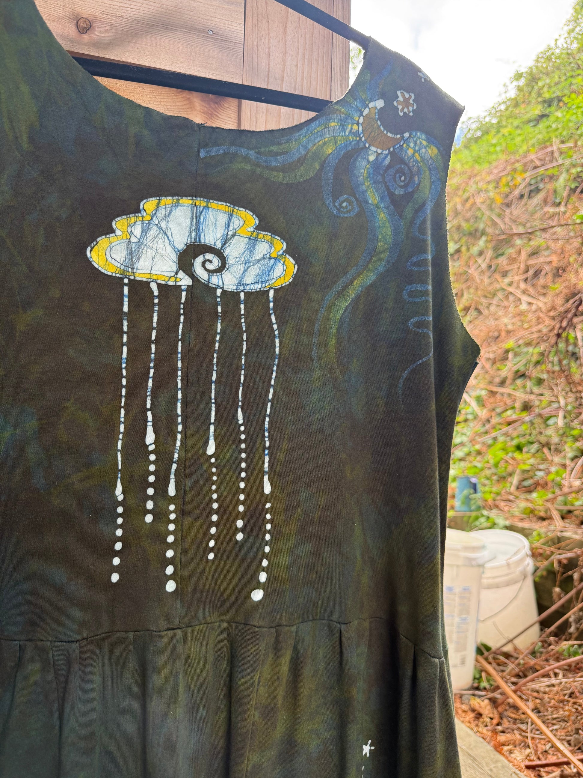 Brave The Storm With Pockets - Handmade Batik Dress in size XL Batik Dresses Batikwalla 