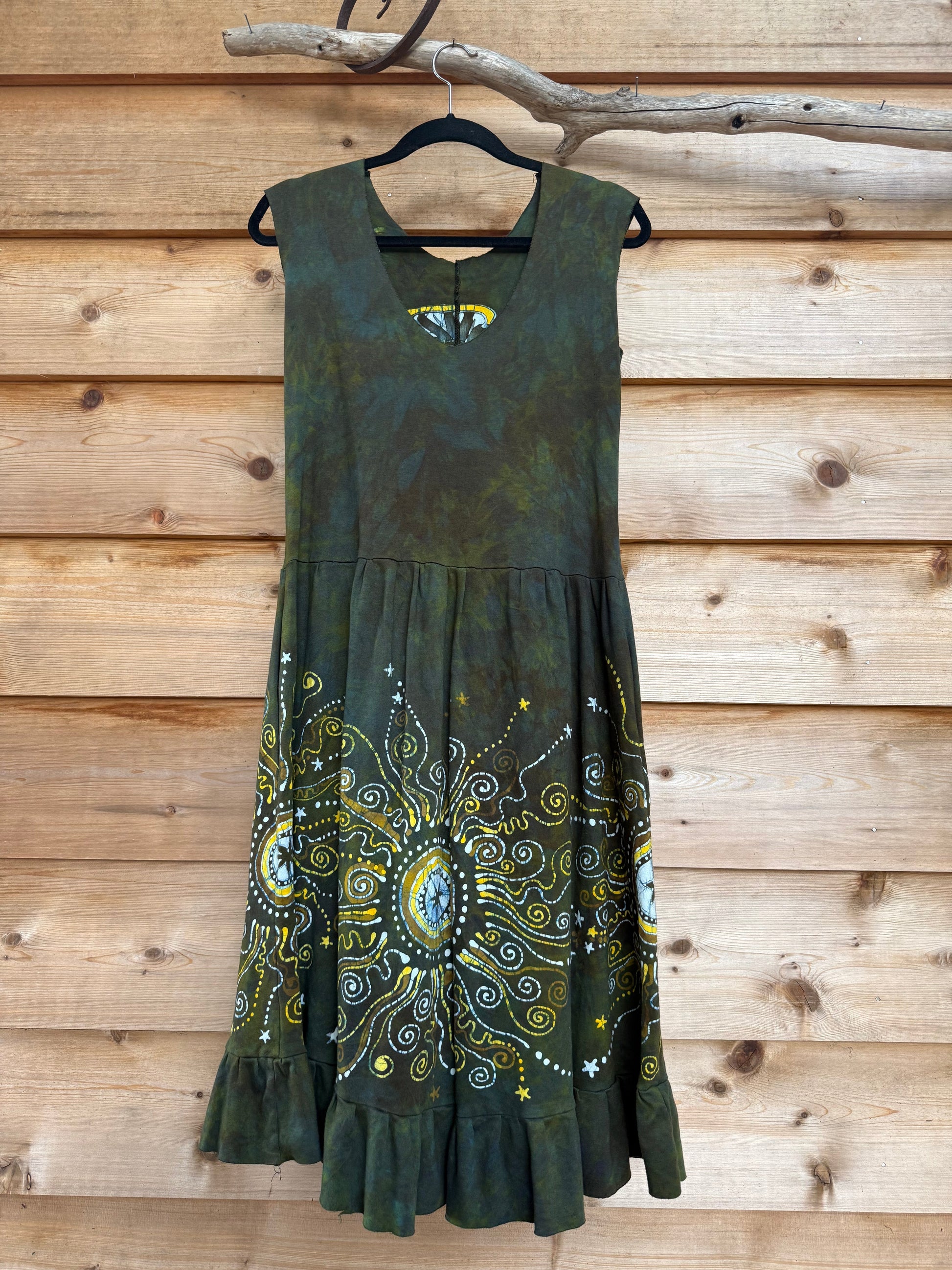 Brave The Storm with Pockets - Handmade Batik Dress - Size Medium Batik Dresses Batikwalla 