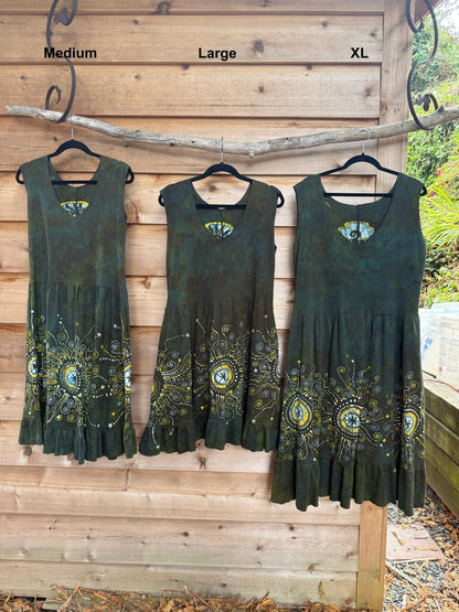 Brave The Storm Handmade Batik Dress with Pockets - Size Large Batik Dresses Batikwalla 