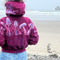 Berry Bright Mushroom Swirl Hoodie – Handcrafted Batik Zip-Up in Hot Pink & Purple Batikwalla by Victoria 