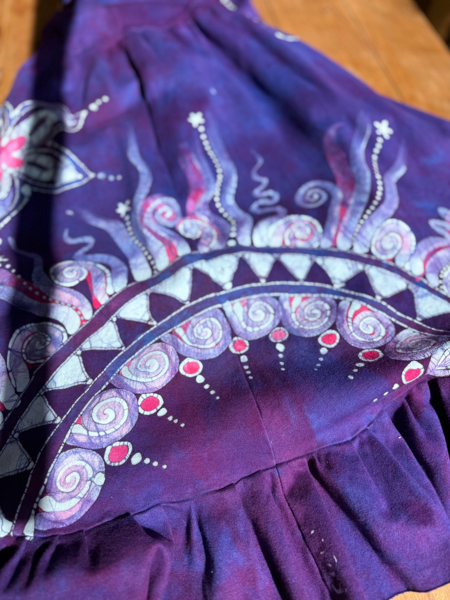 Rainbows and Dragonfly Purple Batik Dress - Handmade in Size Medium Batik Dresses Batikwalla 