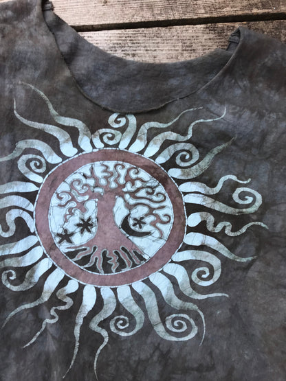 Cedar Forest Tree Of Life Cotton Cropped Batik Tee Shirts & Tops Batikwalla by Victoria 