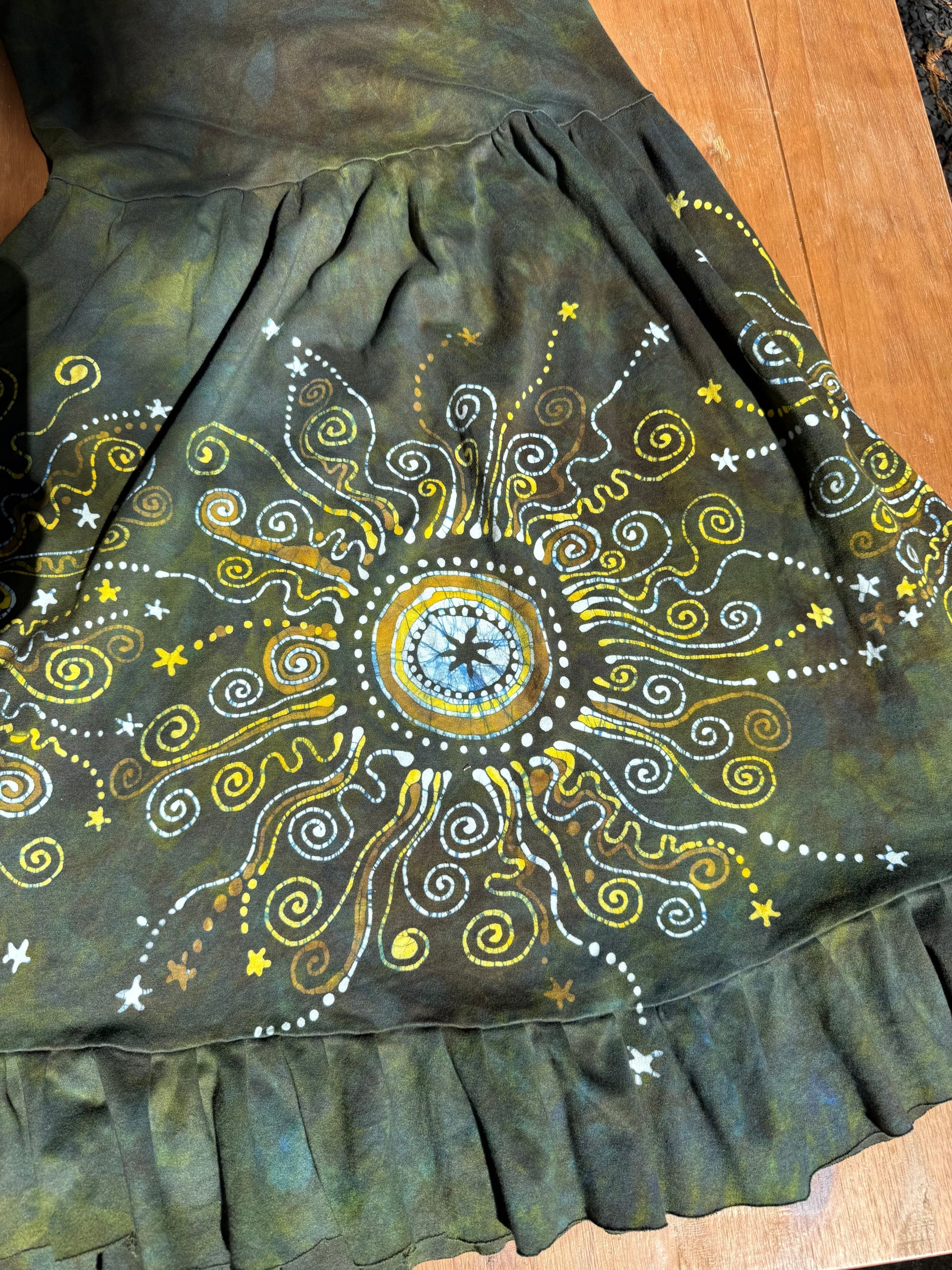 Brave The Storm Handmade Batik Dress with Pockets - Size Large Batik Dresses Batikwalla 