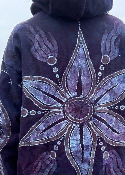 Star Bloom Vibes Handcrafted Batik Zipper Hoodie hoodie batikwalla 2X 