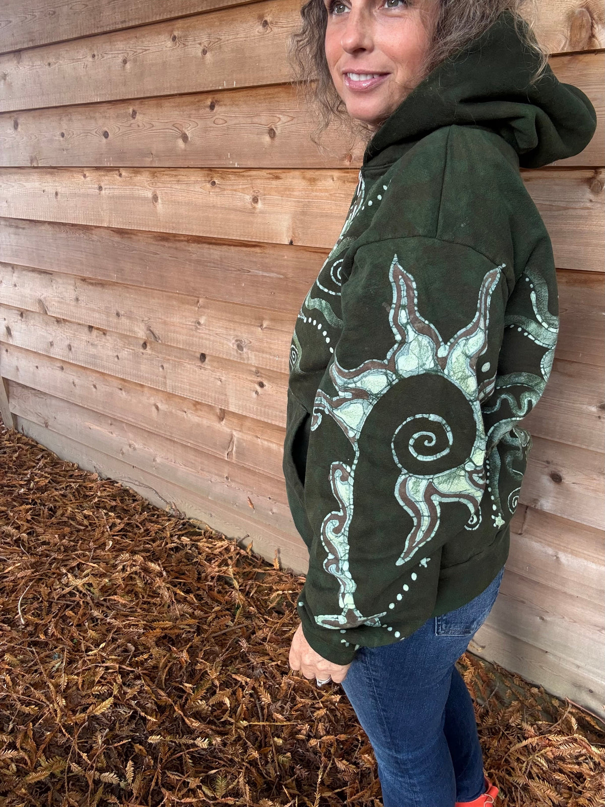 Forest Moon Star Owl Hoodie - Handmade Batik - Unisex Plus Size hoodie batikwalla 