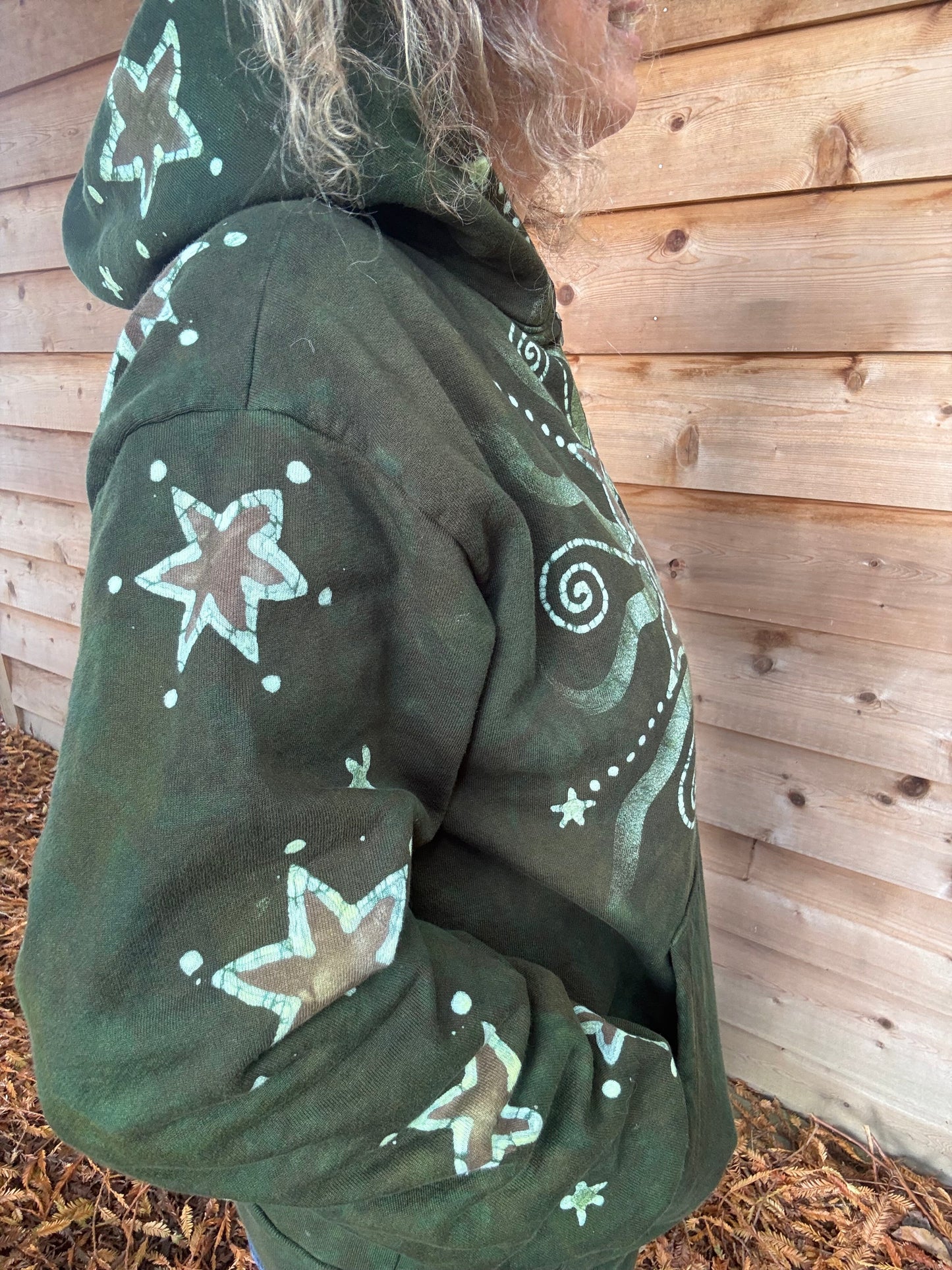 Forest Moon Star Owl Hoodie - Handmade Batik - Unisex Plus Size hoodie batikwalla 