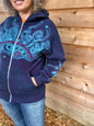 Mystic Moonlight With Turquoise Sunrise Batik Hoodie Unisex - Zip Up hoodie batikwalla Small 
