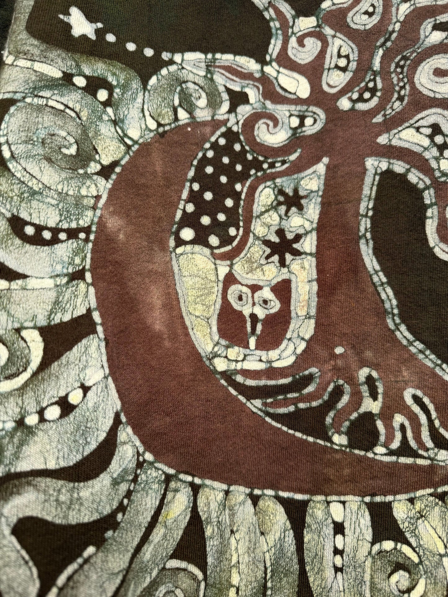 Forest Moon Star Owl Hoodie - Handmade Batik - Unisex Plus Size hoodie batikwalla 