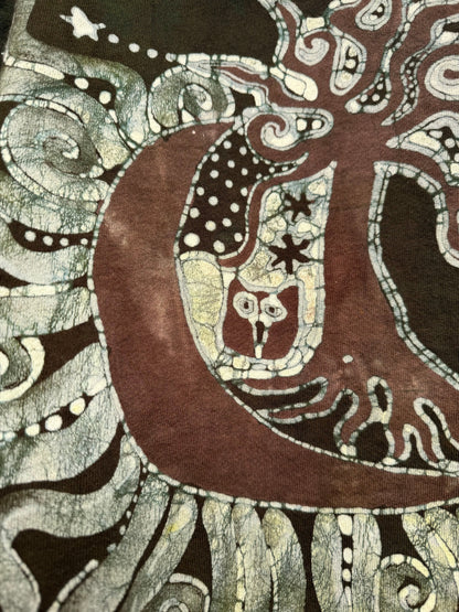 Forest Moon Star Owl Hoodie - Handmade Batik - Unisex Plus Size hoodie batikwalla 