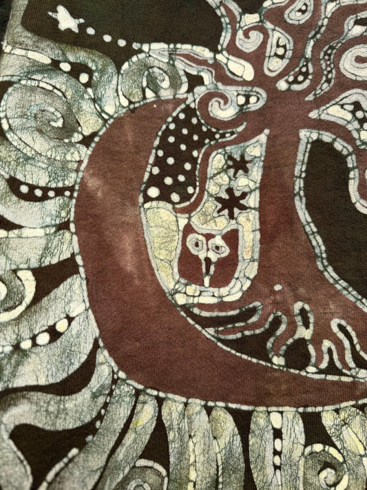 Forest Moon Star Owl Hoodie - Handmade Batik - Unisex Plus Size hoodie batikwalla 
