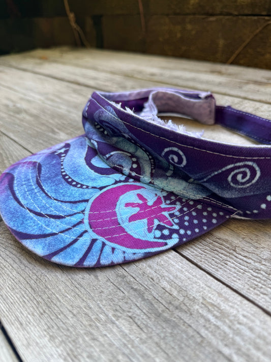 Rustic Purple Moon and Stars Sun Visor visor batikwalla Periwinkle Moon 