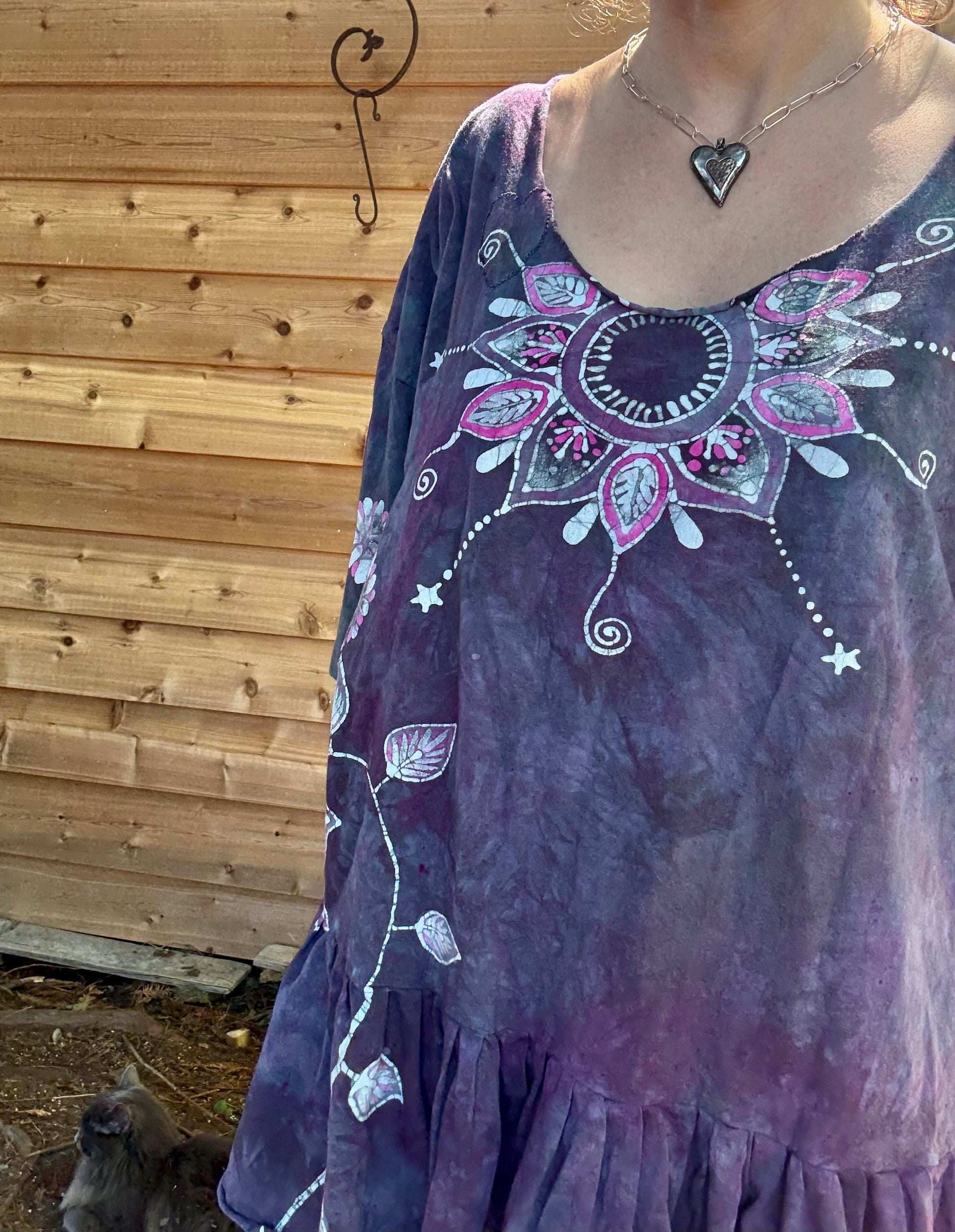 Mystic Bloom Batik Top – Purple & Pink Floral Hand-Painted Peplum Blouse Batikwalla by Victoria 