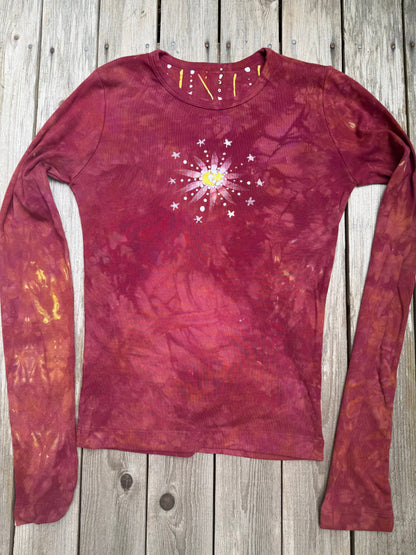 Reddish Moon Sunburst Batik - Long Sleeve Tee Batikwalla Large 
