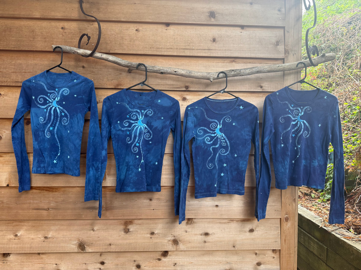 Blue Moon and Stars Batik - Long Sleeve Tee