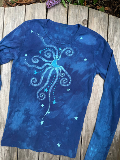 Blue Moon and Stars Batik - Long Sleeve Tee