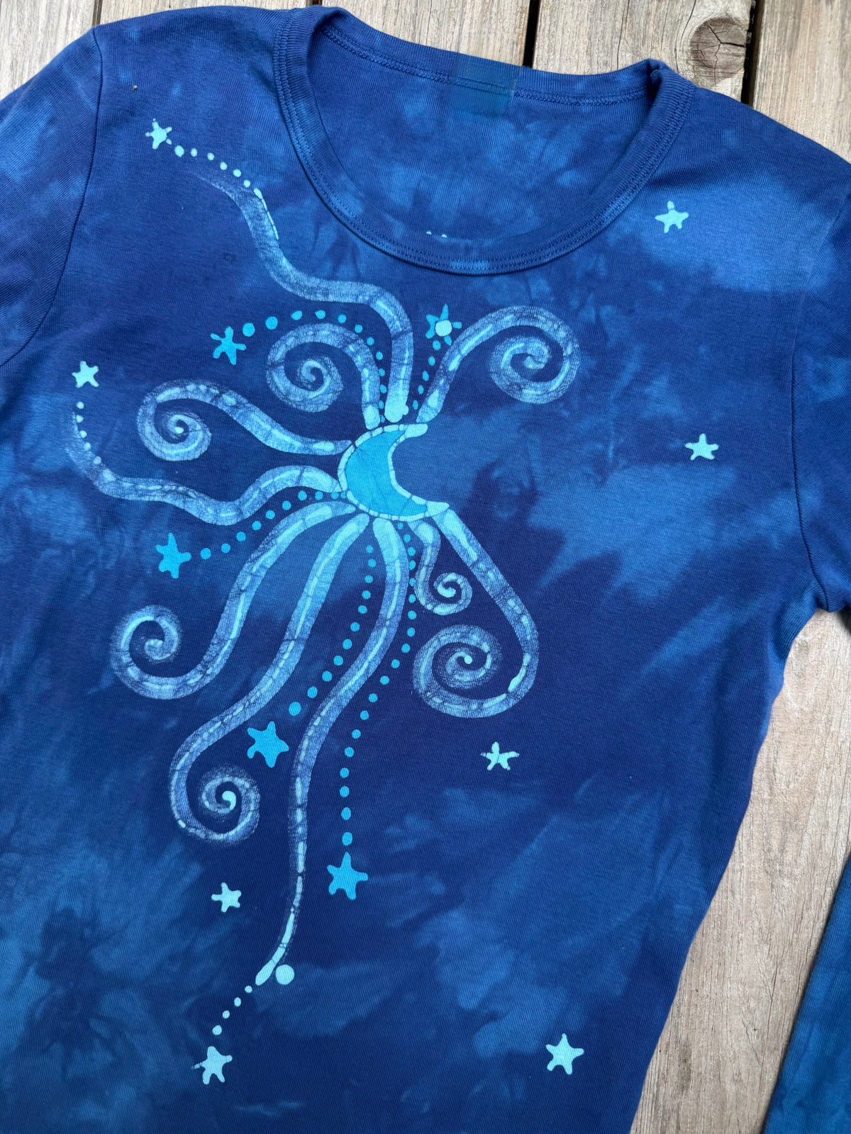 Blue Moon and Stars Batik - Long Sleeve Tee