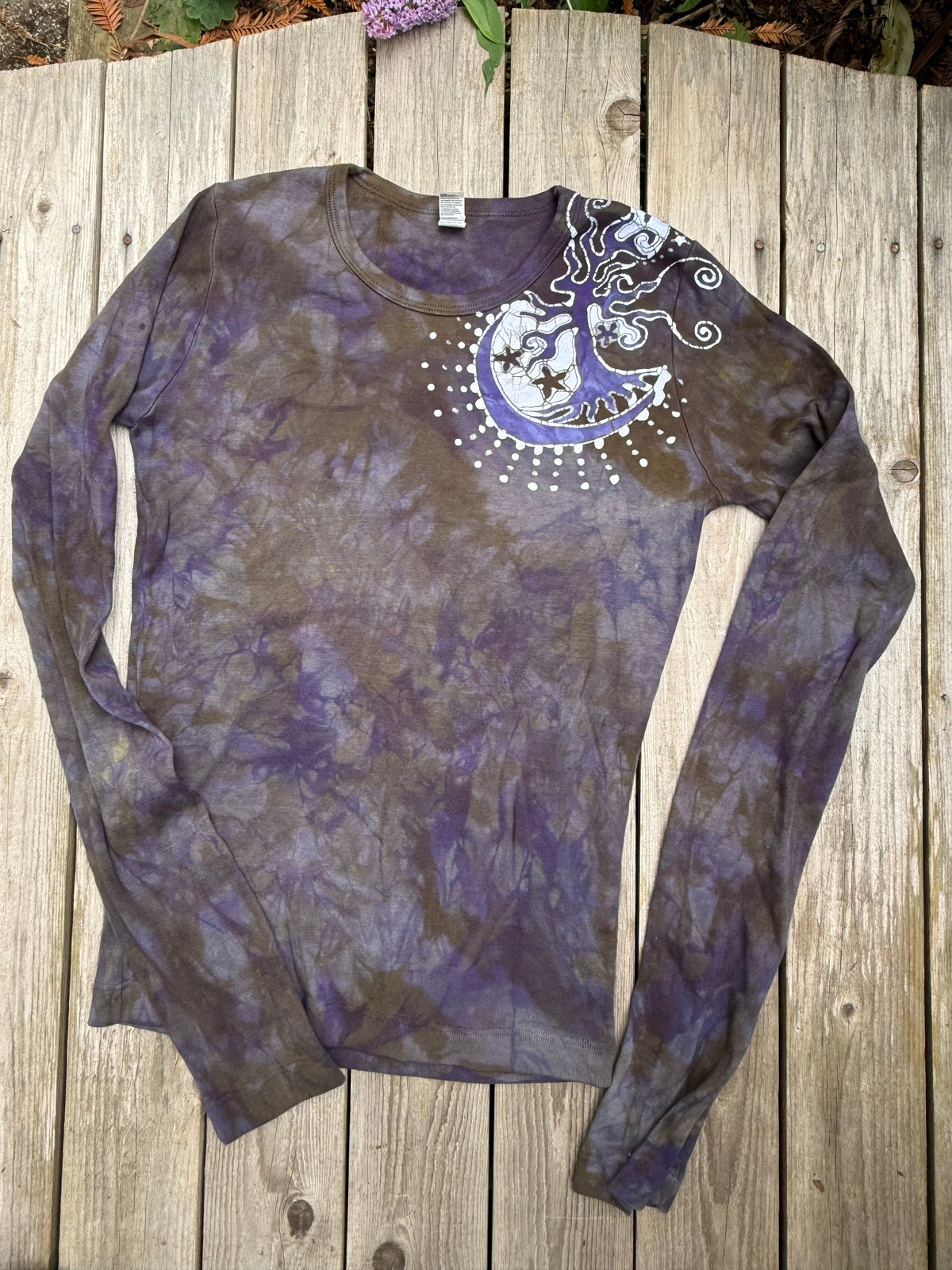 Stars and Moon Shoulder Tree Batik Long Sleeve Tee Batikwalla 