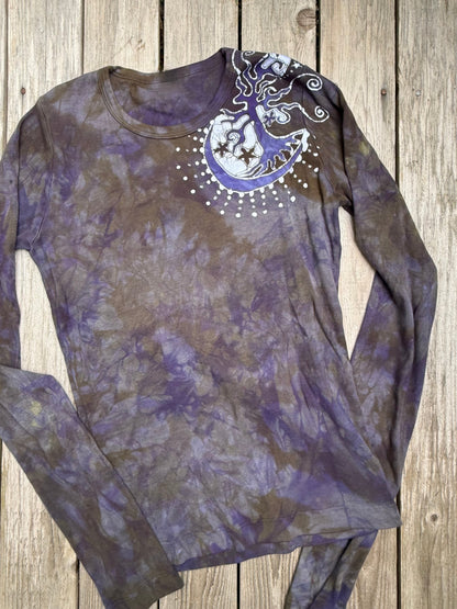 Stars and Moon Shoulder Tree Batik Long Sleeve Tee Batikwalla XL 