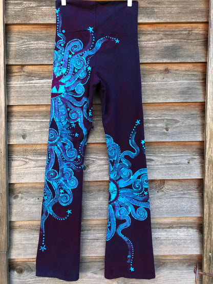 Deep Blue and Midnight Purple Handmade Batik Yoga Pants batikwalla 