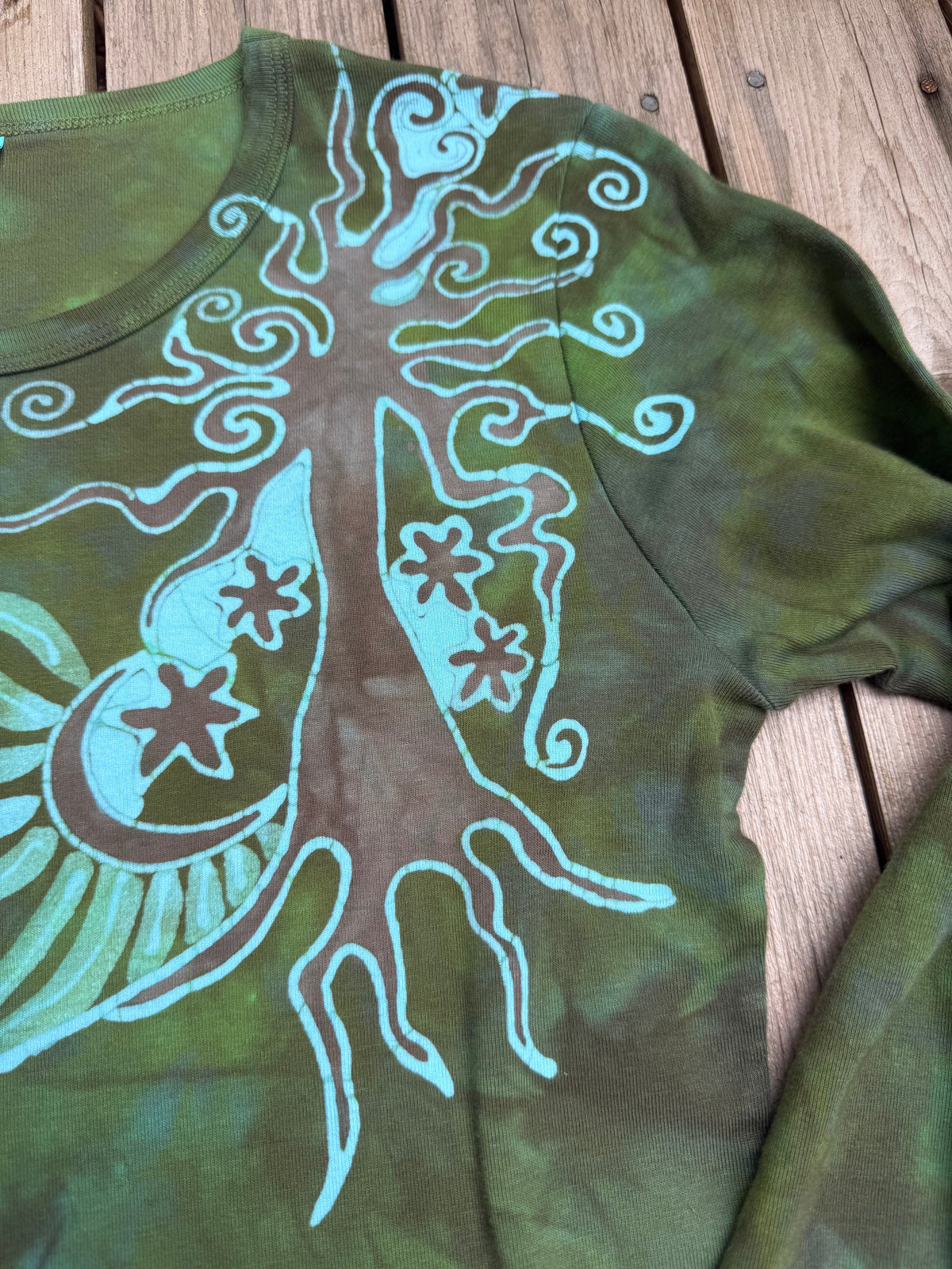 Highland Mountain Tree With Stars Long Sleeve Batik Tee Batikwalla Medium 