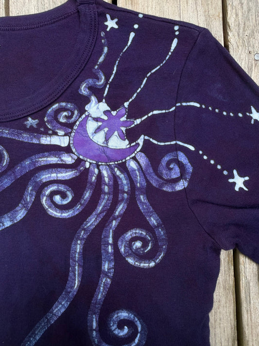 Deep Purple Moon and Stars Batik - Long Sleeve Tee Batikwalla Medium 