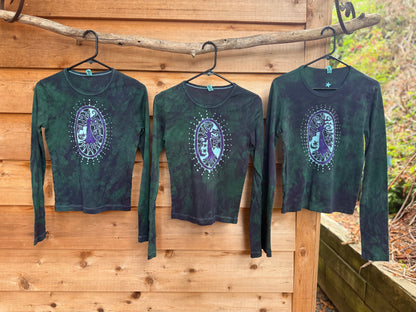 Purple Pendant Tree Long Sleeve Batik Tee