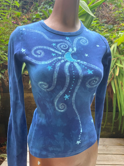 Blue Moon and Stars Batik - Long Sleeve Tee