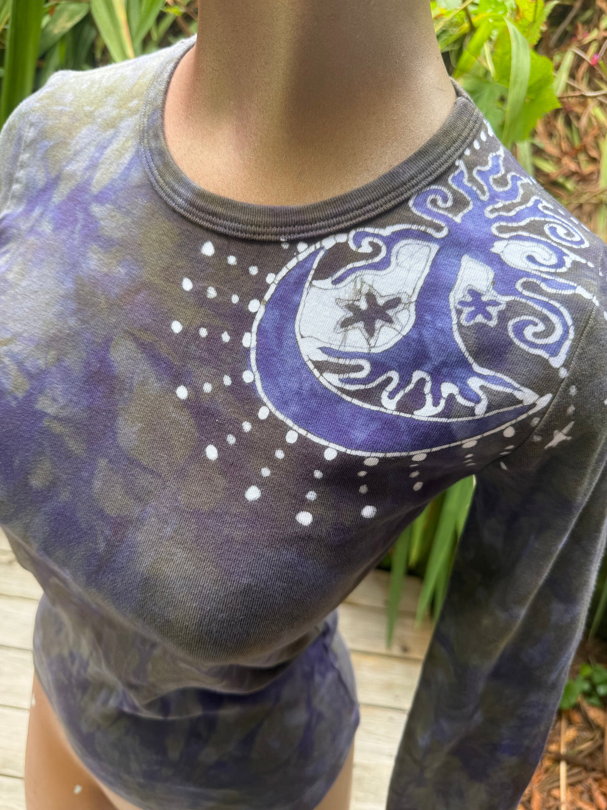 Stars and Moon Shoulder Tree Batik Long Sleeve Tee Batikwalla 
