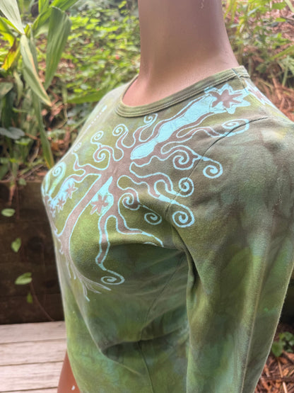 Highland Mountain Tree With Stars Long Sleeve Batik Tee Batikwalla 