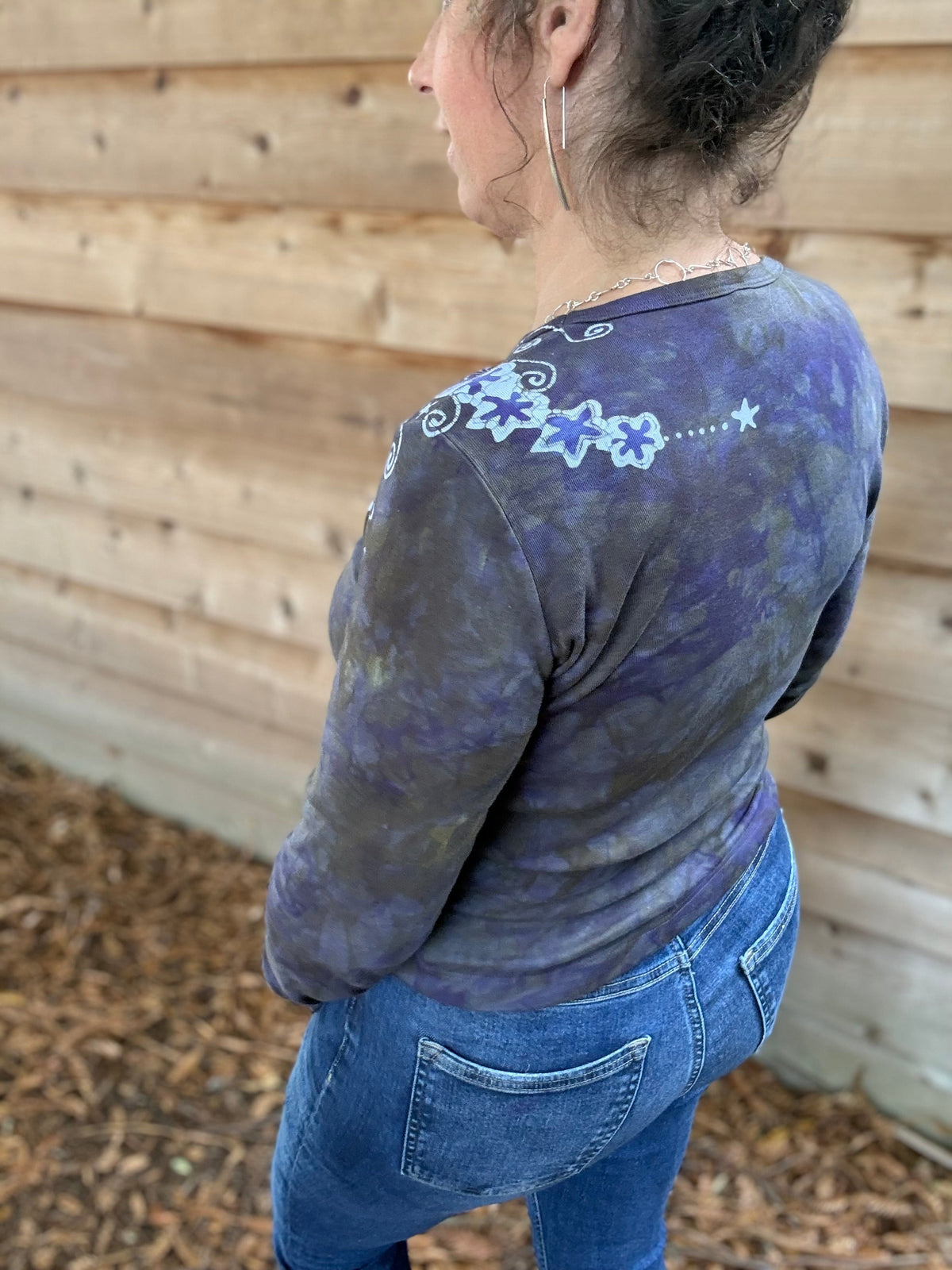 Stars and Moon Shoulder Tree Batik Long Sleeve Tee Batikwalla 