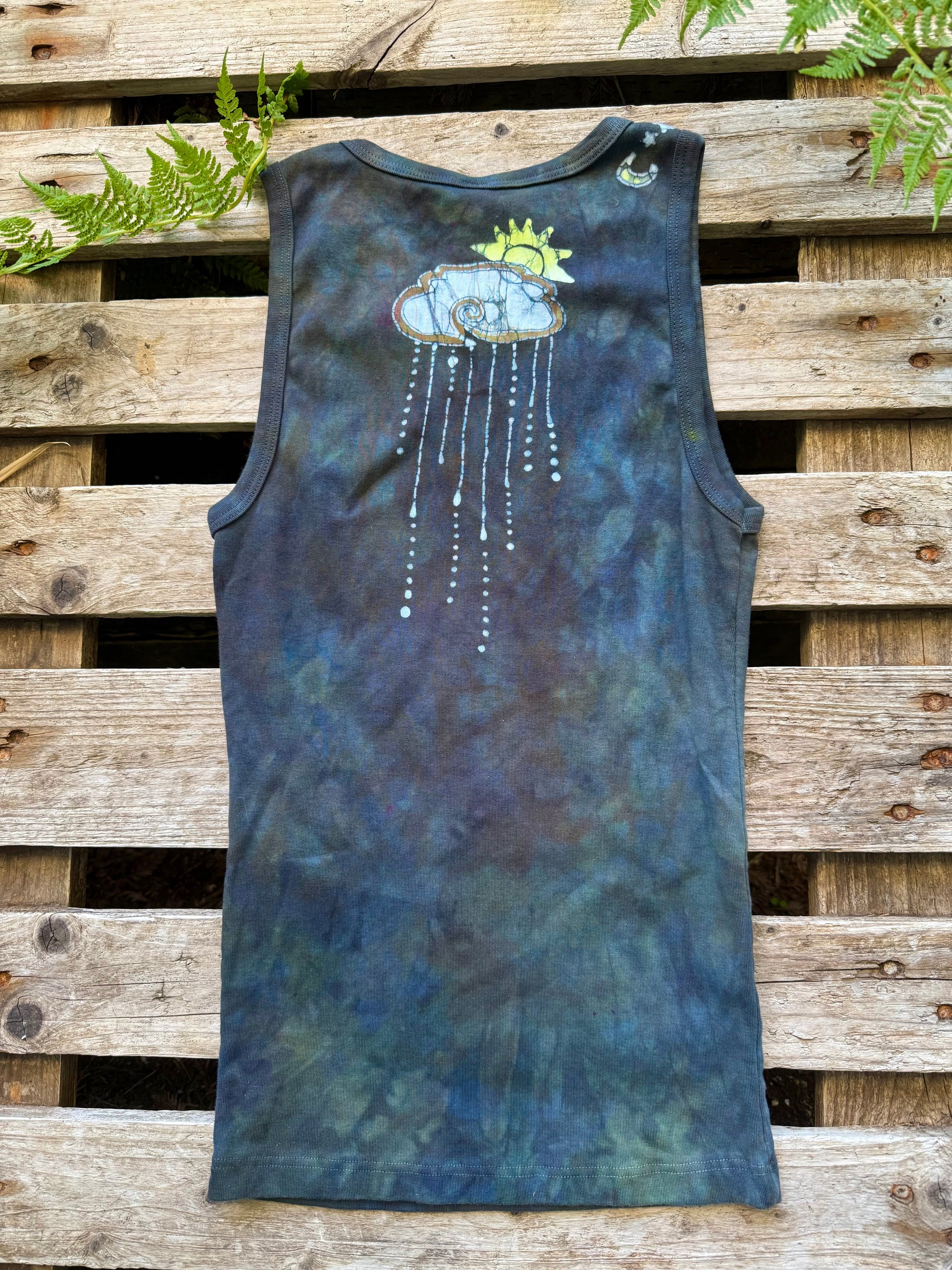 Stormlight Batik Tank – Charcoal Gray Mandala with Sunshine and Raindrops Batikwalla by Victoria 