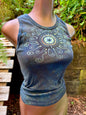 Stormlight Batik Tank – Charcoal Gray Mandala with Sunshine and Raindrops Batikwalla by Victoria Medium 
