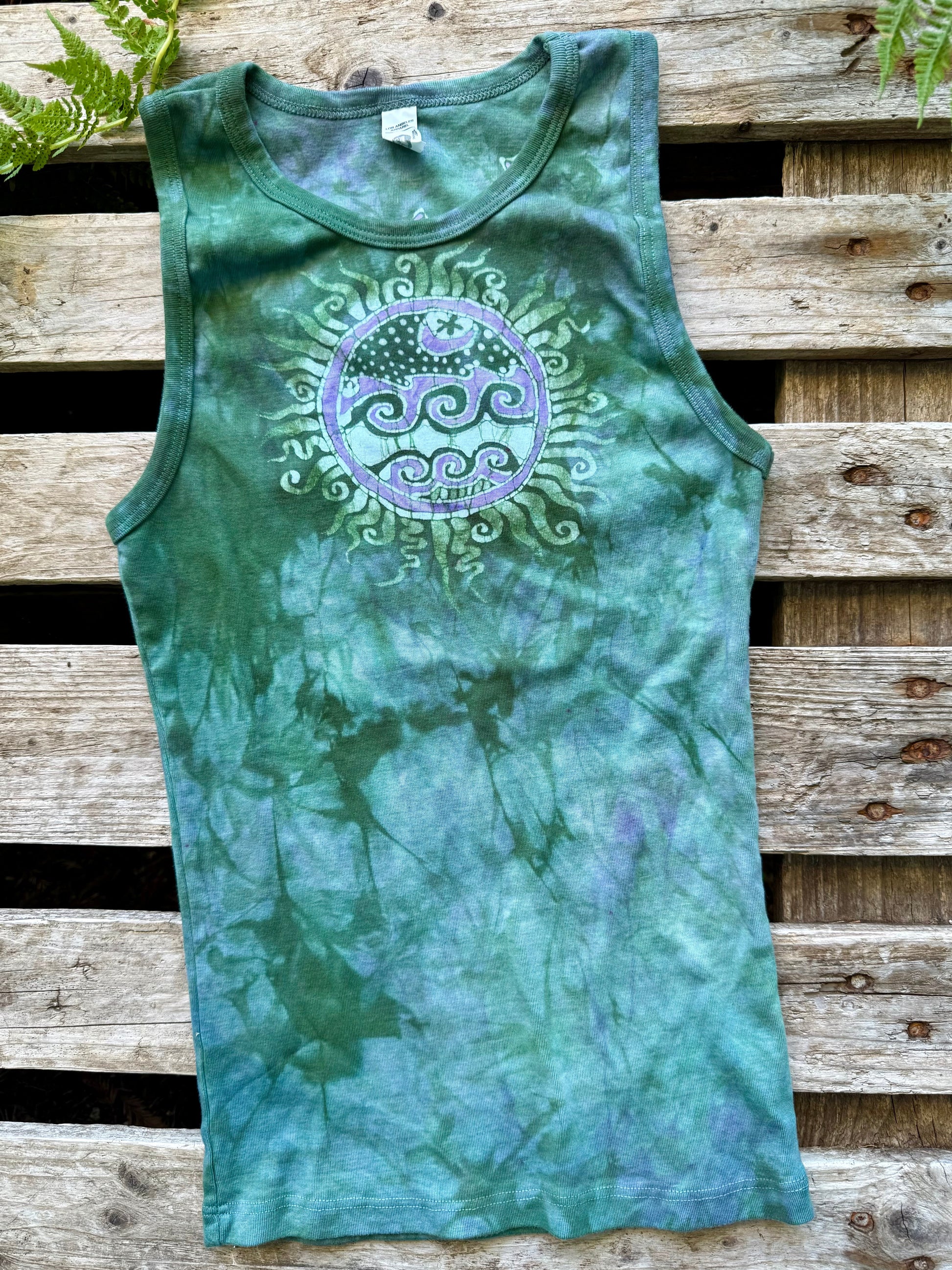 Sea Dreamer Batik Tank – Sun and Surf Waves in Soft Green Batikwalla by Victoria S 