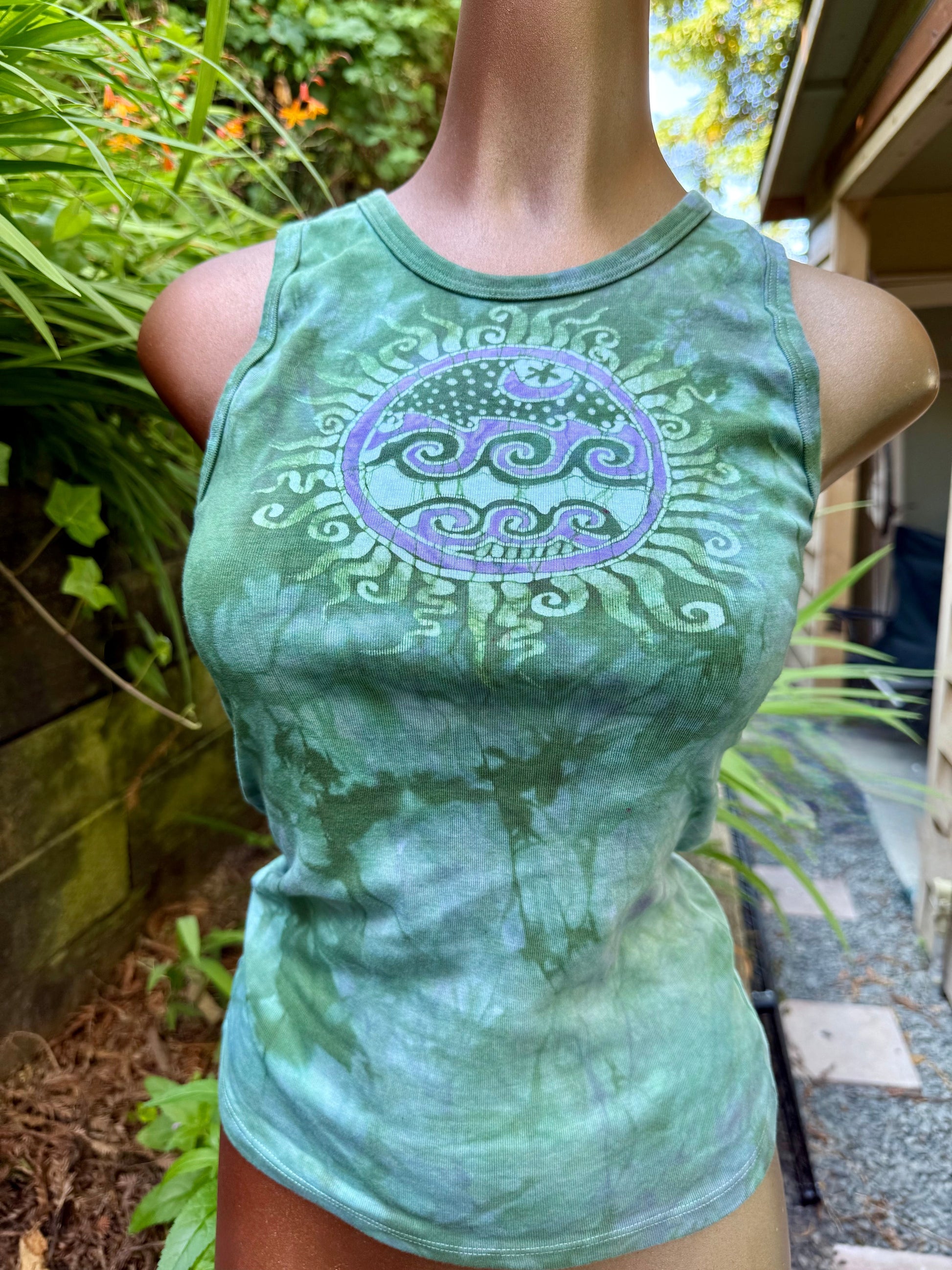 Sea Dreamer Batik Tank – Sun and Surf Waves in Soft Green Batikwalla by Victoria 