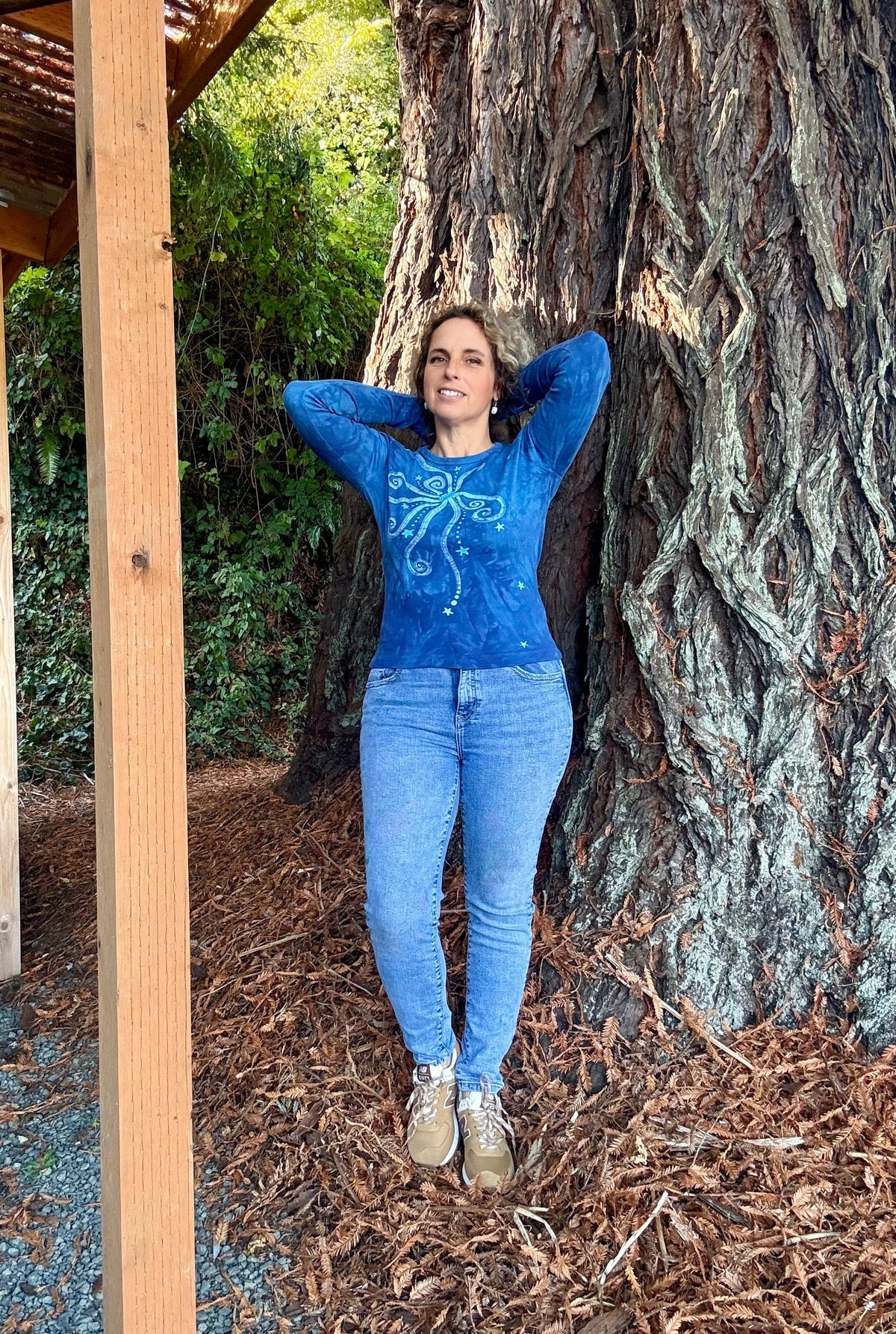 Blue Moon and Stars Batik Long Sleeve Tee Batikwalla Large 
