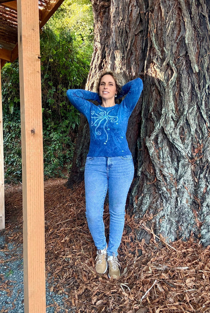 Blue Moon and Stars Batik Long Sleeve Tee Batikwalla Large 