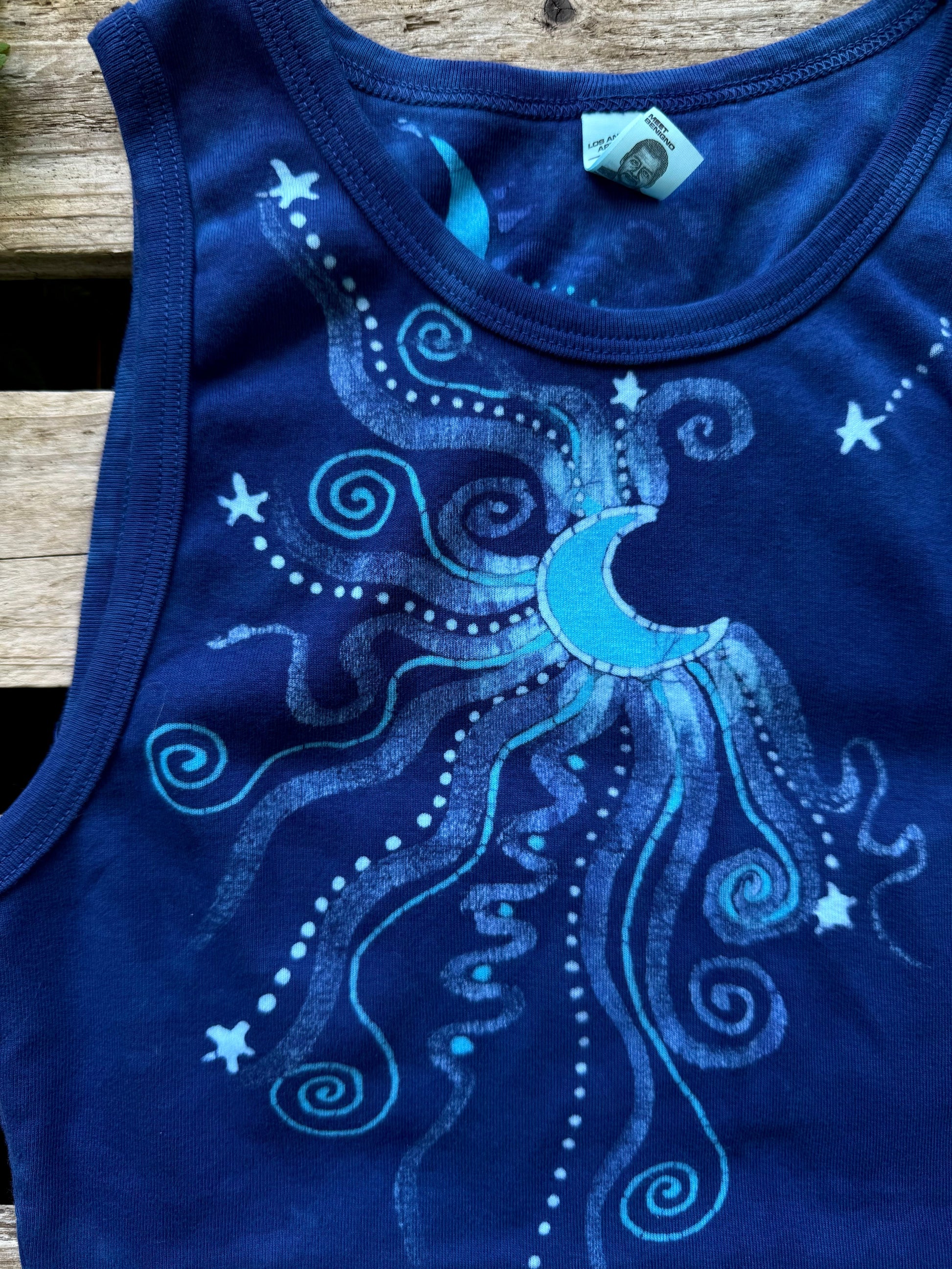 Tidal Moon Batik Tank – Celestial Swirls in Indigo Blue Batikwalla by Victoria XL 