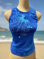 Tidal Moon Batik Tank – Celestial Swirls in Indigo Blue Batikwalla by Victoria Medium 