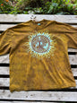 Golden Solstice Tree of Life – Handmade Batik T-Shirt in Ochre Glow Batikwalla by Victoria 