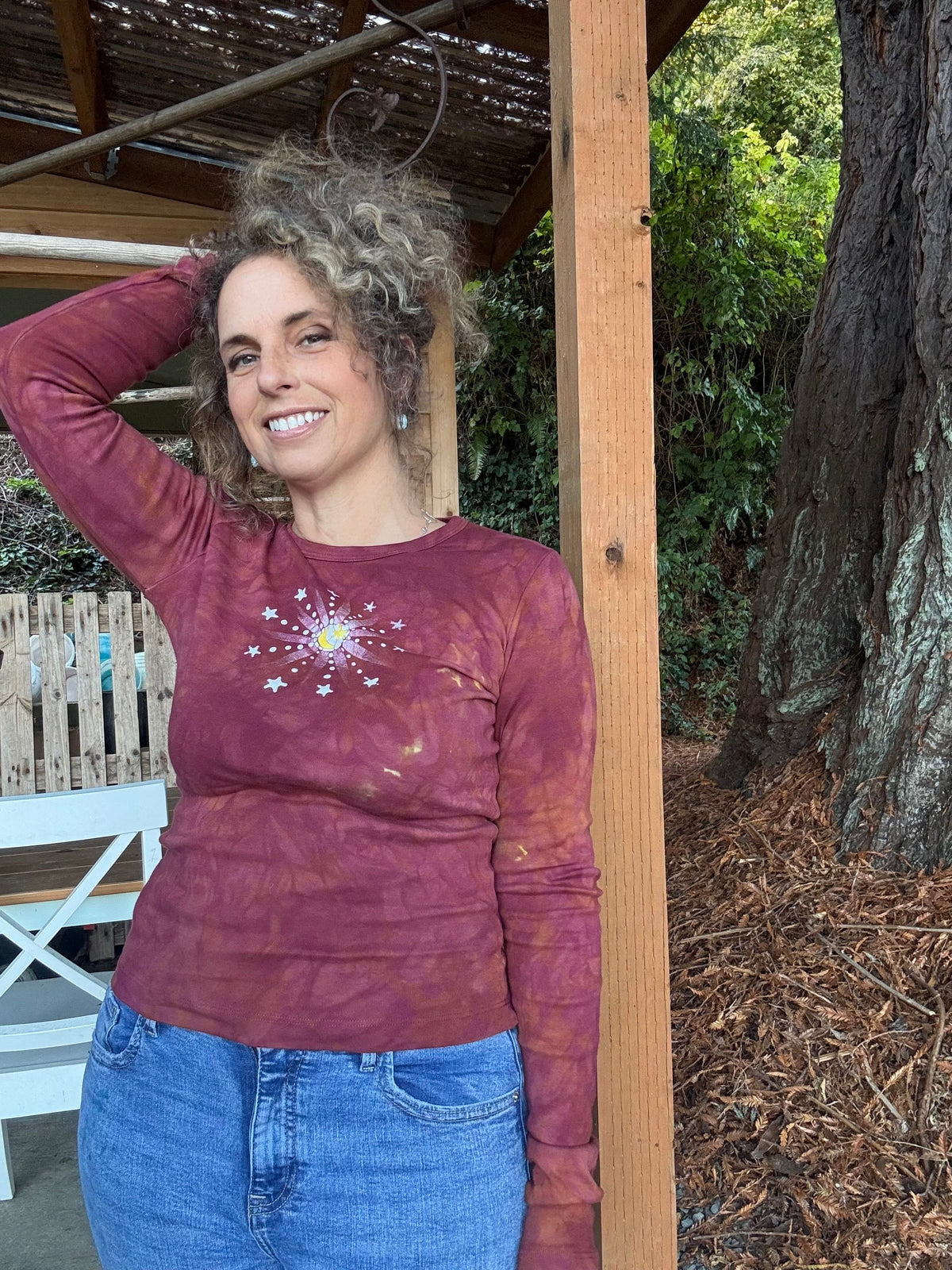 Reddish Moon Sunburst Batik - Long Sleeve Tee Batikwalla 