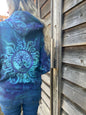 Teal and Purple Tree of Life Handcrafted Batik Zipper Hoodie - Size 2X hoodie batikwalla 