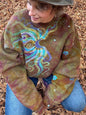 Celestial Flow Puffy Batik Crewneck – Hand-Painted Copper, Turquoise & Purple Sweatshirt Batikwalla by Victoria One size 