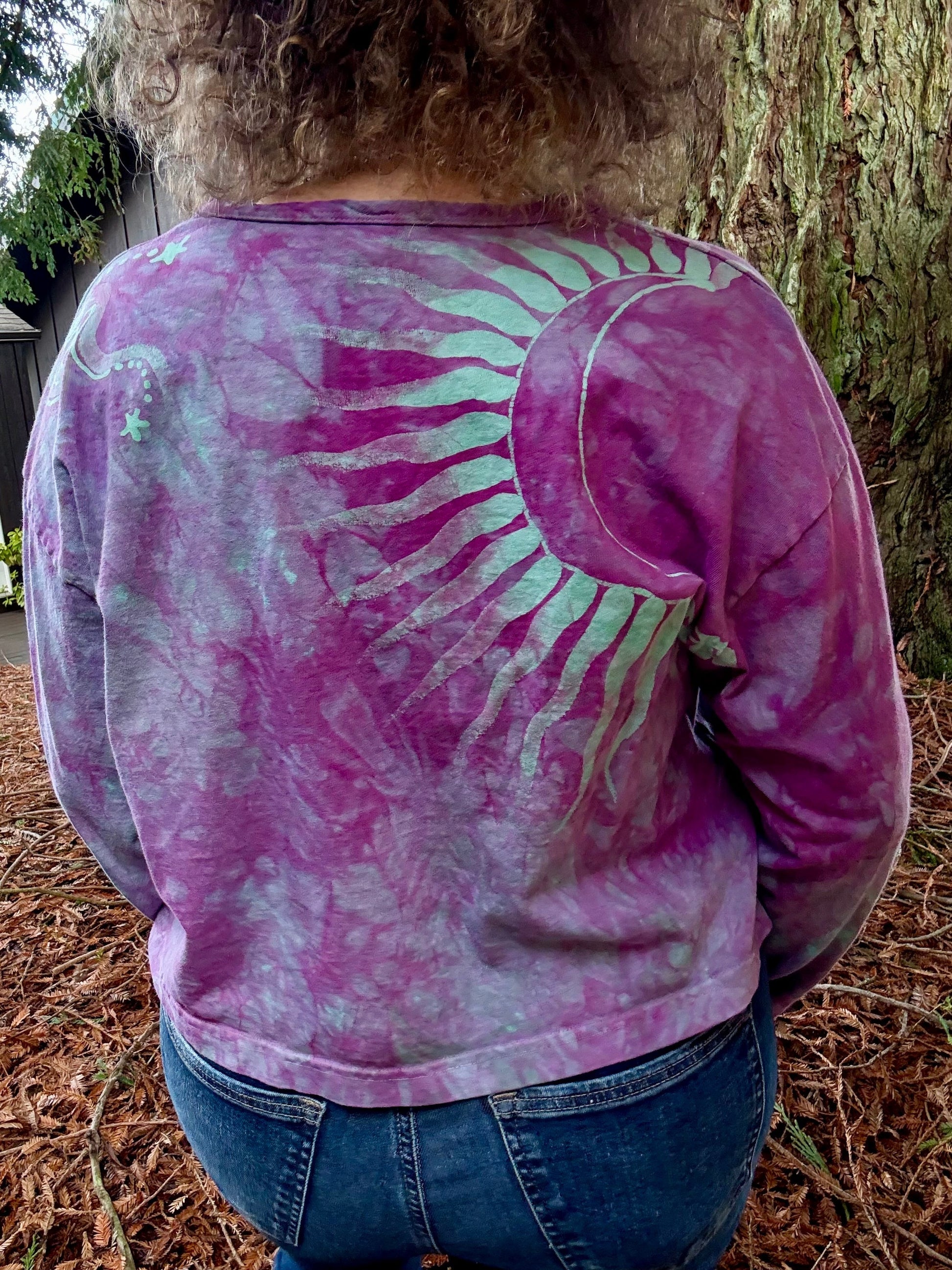 Light Purple Pacific Moon Long Sleeve Batik T-Shirt Batikwalla by Victoria 