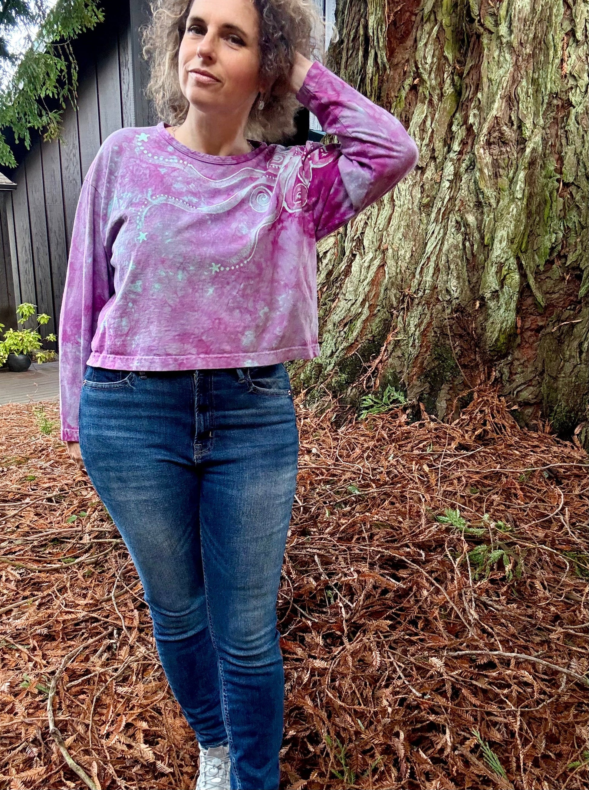 Light Purple Pacific Moon Long Sleeve Batik T-Shirt Batikwalla by Victoria 