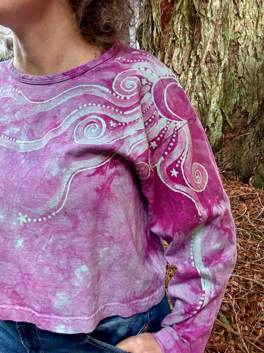 Light Purple Pacific Moon Long Sleeve Batik T-Shirt Batikwalla by Victoria Medium 