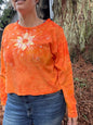 Safety Orange Batik Star Long Sleeve Batik T-Shirt Batikwalla by Victoria Medium 